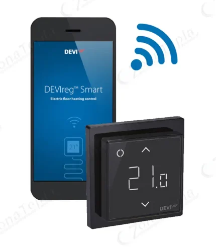 Терморегулятор для теплої підлоги devireg smart з вай фай чорний управління з телефону розумний дім